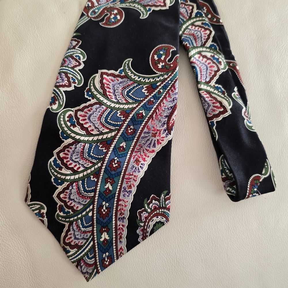 Nubio Black Paisley Silk Necktie Tie